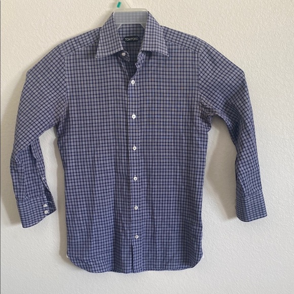 TOM FORD Men’s Plaid Dress Shirt Size 38/15 - Picture 1 of 6